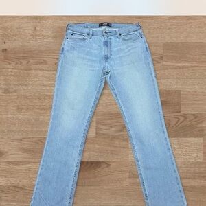 Hollister Slim Straight Denim Jeans - Light Blue